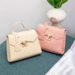 Mini Sac à Main Chic en Relief Crocodile pour Femme, Document ChimSolide, Sangle Partner, Fermeture Twist Lock, Doublé Polyester