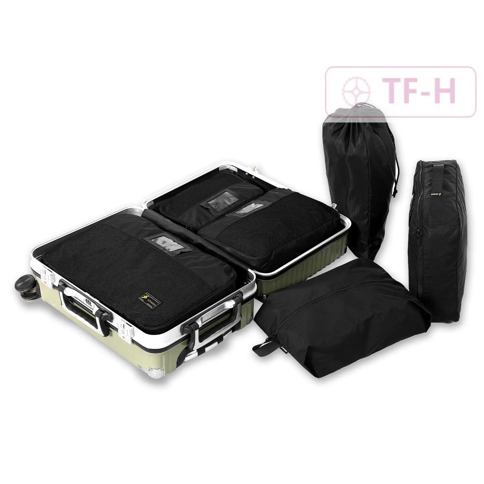 ensemble d'organisateurs d'équipement tactique, sac intérieur de valise, cubes d'emballage, sac de rangement d'extension de bagages 6 pièces