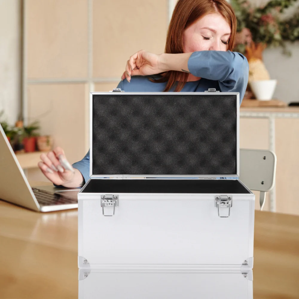 pièces de valise en aluminium, conteneurs de toilette, jouet dur, organization de garage, rangement, boîtier de verrouillage en métal portable sans éponge