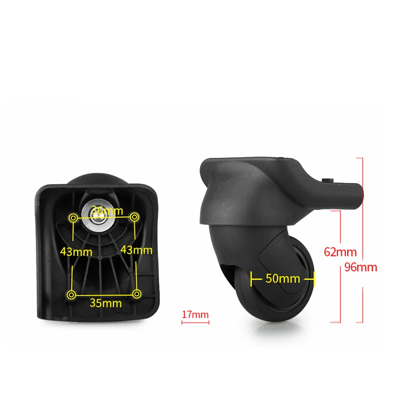 wcontewheels roues de valise universelles, accessoires de bagages, pièces de rechange, lisse, résistante à l'usure, 2 pièces/ensemble