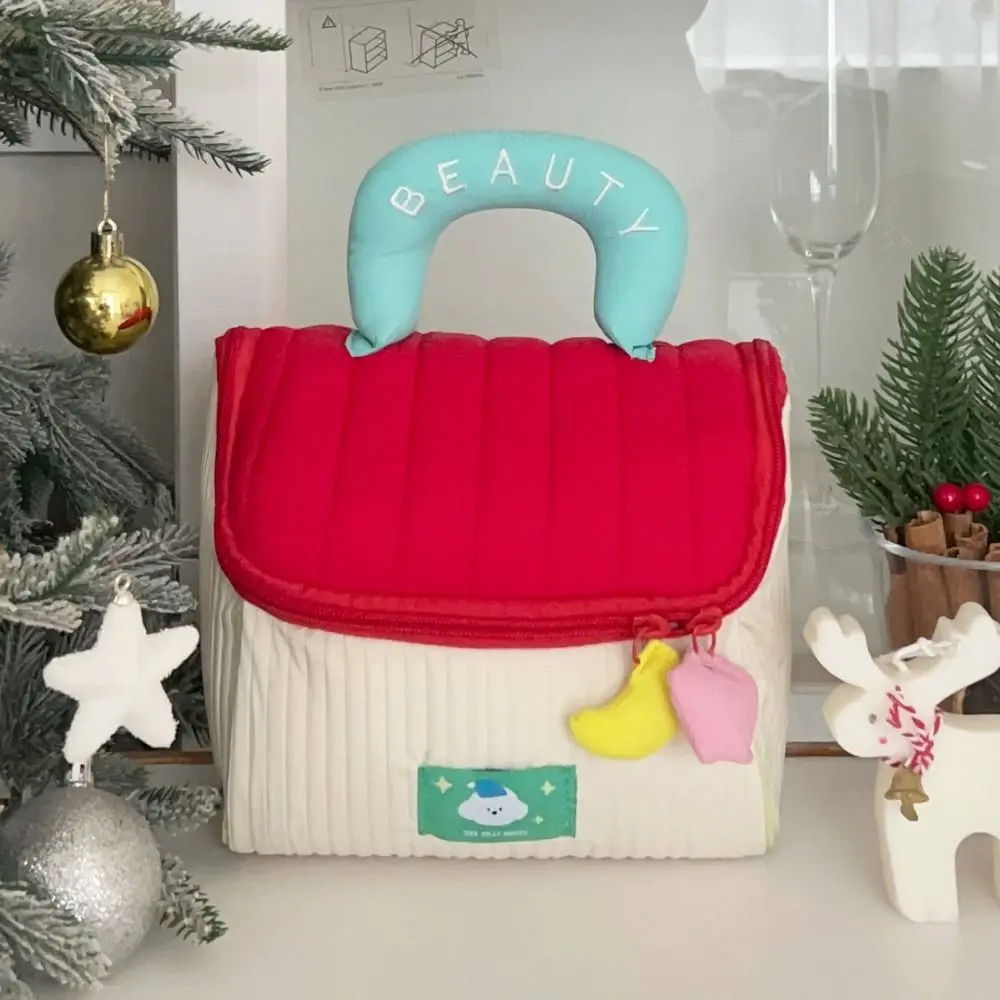 sac de maquillage de cabine mignon de grande capacité, étui carré kawaii pour cosmétiques, étui de rangement portable en forme de maison