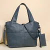 sac à main de grande capacité pour femmes, design simple, sac à bandoulière en cuir souple, fourre tout de style urbain avec fermeture à glissière