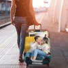 juste de bagage personnalisée avec photo et texte, protection de valise élastique personnalisée, lavable, double face, 1 pièce