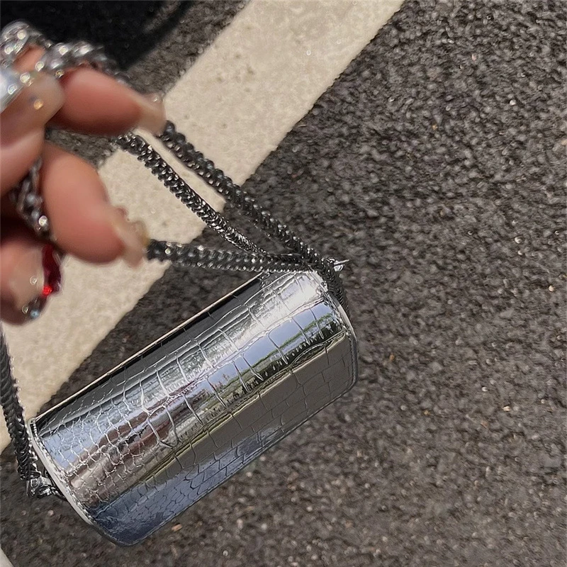 sac à bandoulière chic argenté vintage pour femme, petit sac à main en cuir pu, design de luxe, initié, mode or, mini carré mignon