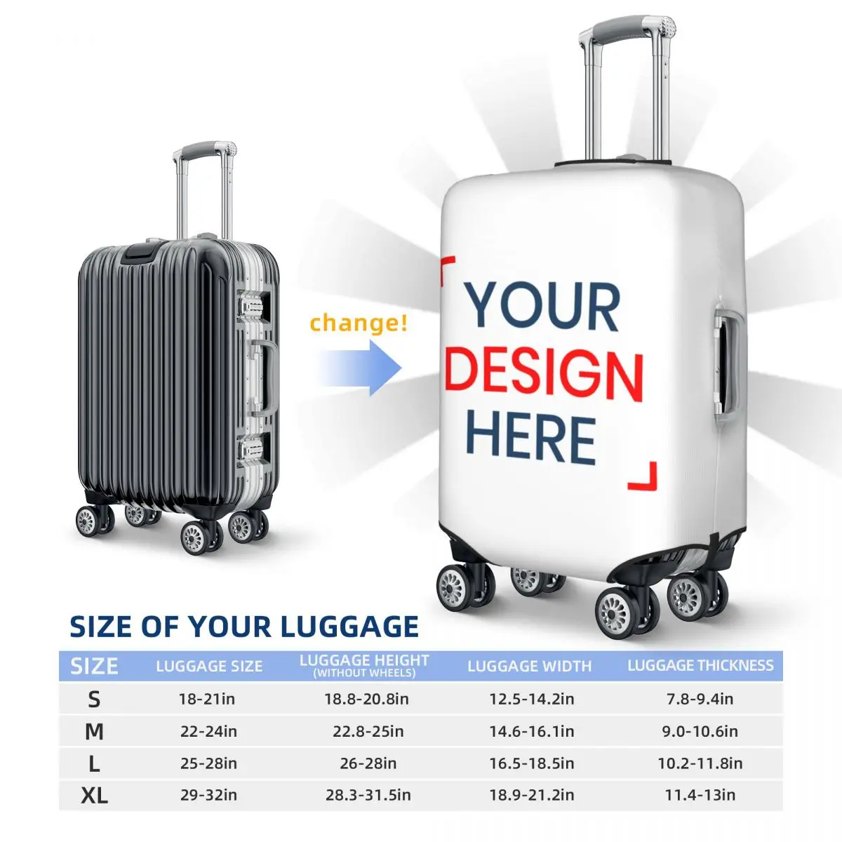 housse de protection pour bagages, logo personnalisé, élastique, votre conception ici, housse de protection pour valise de voyage, costume pour 18 32 pouces