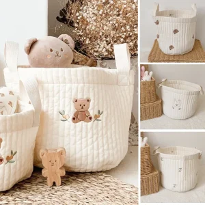 Sacs pour bébé, sac à couches brodé ours mignon, caddie, chariot de rangement pour maman, sac de maternité pour couches pour nouveau-nés, organisateurs de jouets