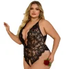 xl 4xl grande taille femmes vêtements noir évider body sexy femme corps une pièce dentelle lingerie érotique entrejambe robe fétiche