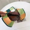 sac à main en tricot fait à la main pour femmes, mini sac de poignet à nœud, fourre tout décontracté à larges rayures de couleur, sacs de shopping réutilisables pour étudiants