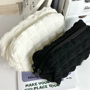 Trousse à crayons bouffées mignonnes pour filles et garçons, sac de papeterie Kawaii, boîte à poudres pour stylos, grande capacité, fournitures scolaires pour étudiants