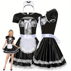 Costume de femme de chambre noir pour jeu de rôle! Disponible en tailles M – XL Idéal pour les vêtements et accessoires de déguisement de jeu et de cosplay