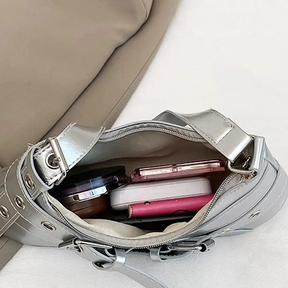 sac à main vintage sous les bras, sac à aisselles pour fille, sac à bandoulière simple pour moto, polyvalent, style punk, sac à main décontracté