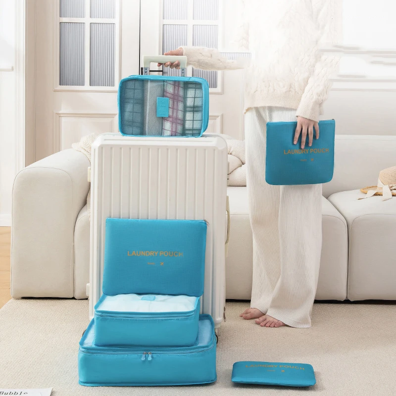 sac d'organisation de valise portable en six pièces pour vêtements de voyage, essentiels de beauté