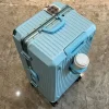 valise de voyage de grande capacité avec cadre en aluminium, Étui à tige de traction 24/28/32 pouces, avec porte gobelet