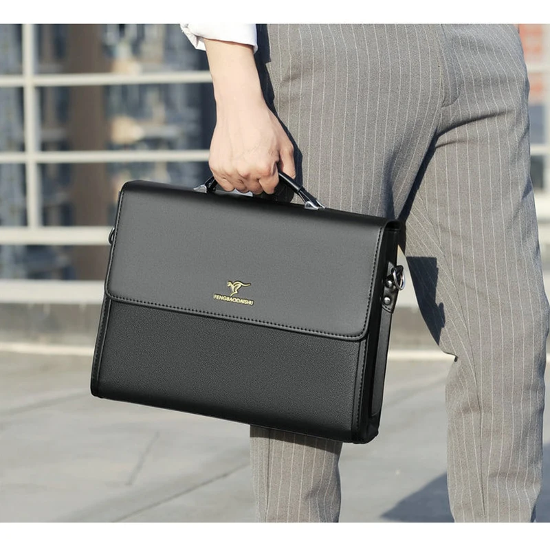 porte documents de luxe en cuir pour hommes, fourre tout de travail de styliste, sac à main noir, sac à bandoulière carré pour avocat a4