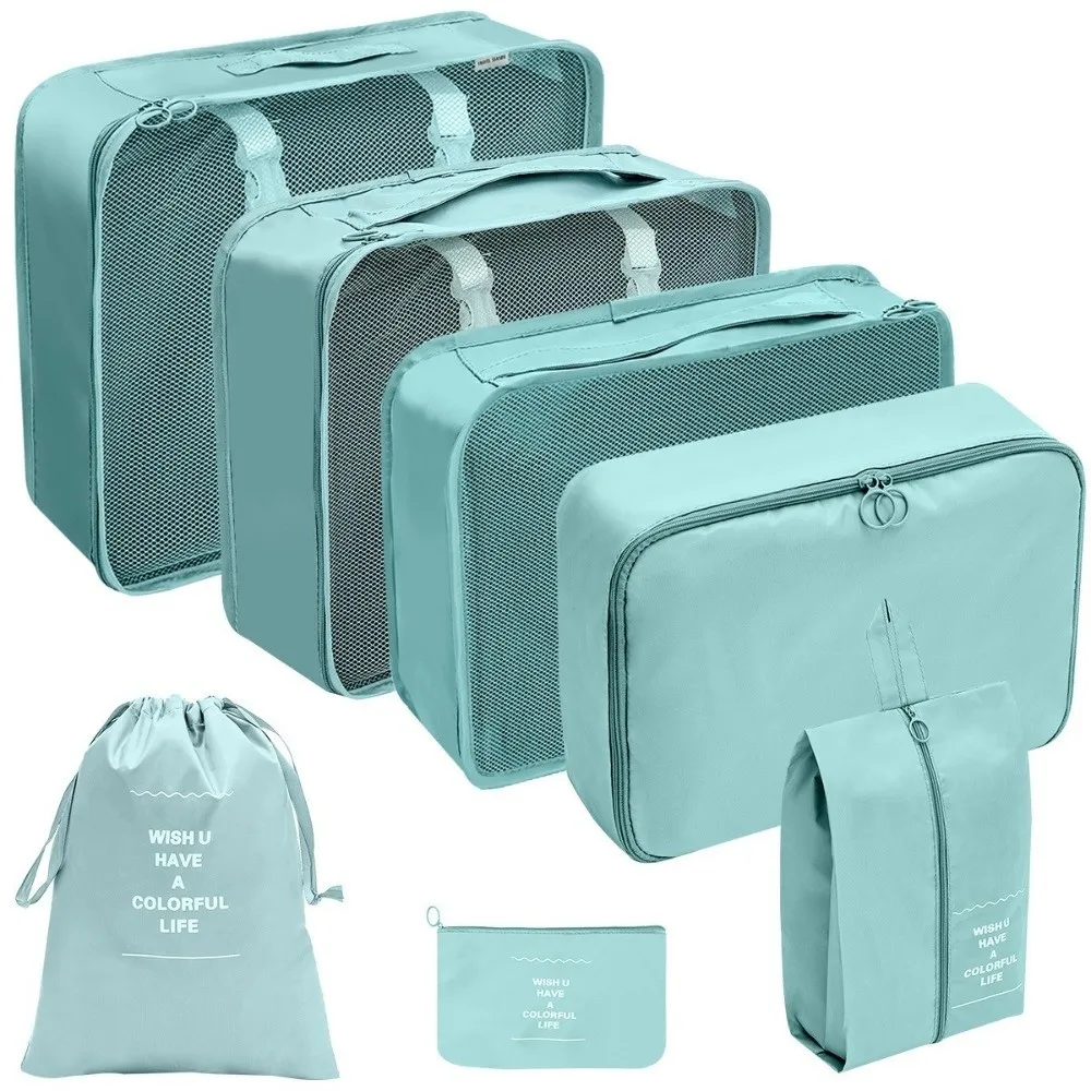 7 pièces/ensemble grande capacité organisateur de voyage sacs de rangement valise pliante étanche cubes d'emballage ensemble étuis portables