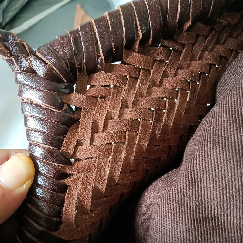 cuir véritable de créateur tricoté à la main élégant poignée femme fourre tout vintage sac à main femme peau de vache dame grand sac à bandoulière