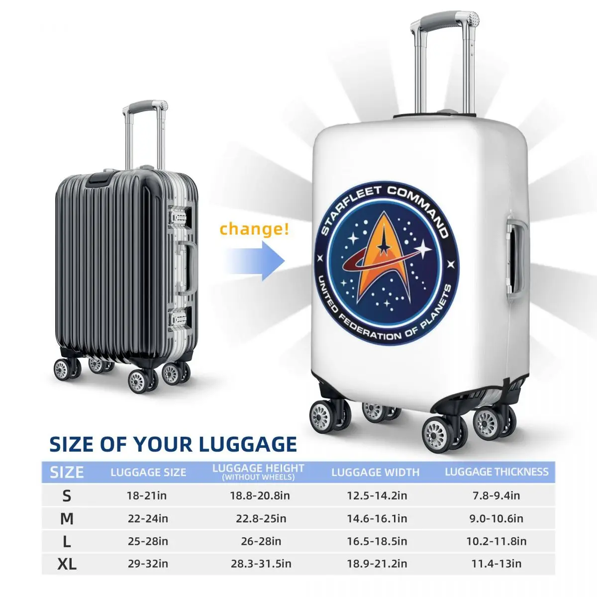 star treks science fiction série tv housse de valise protection élastique voyage bagages protecteur couvre pour 18 32 pouces