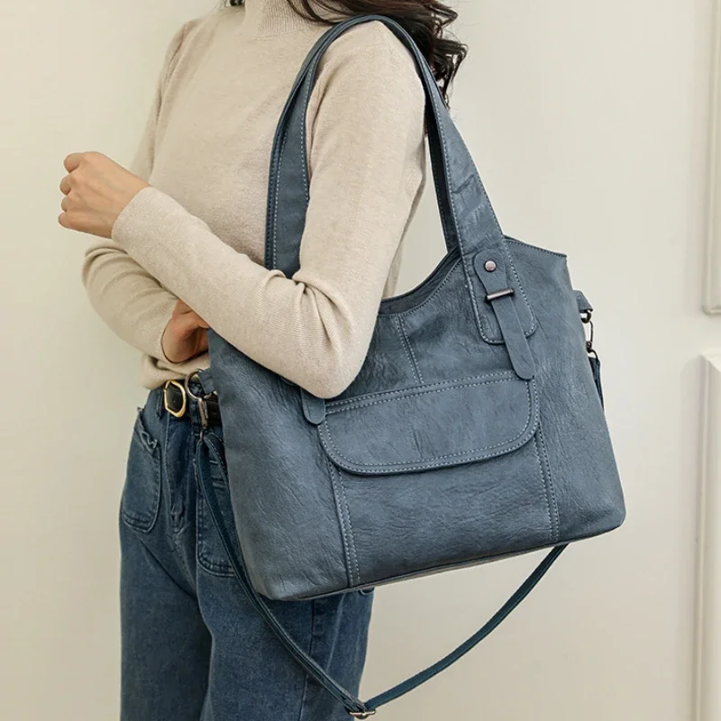 sac à main en cuir de bonne qualité pour femmes, sacs à bandoulière de marque de styliste, fourre tout de grande capacité, sac à main décontracté pour commte