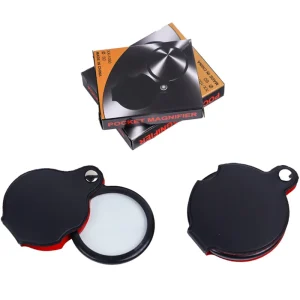 Étui en cuir pliable de 55mm ou 65mm, loupe de poche 10x pour personnes âgées, lecture de bijoux, Inspection Antique