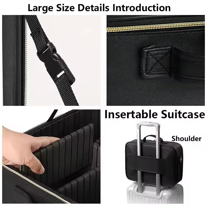 trousse de maquillage professionnelle de voyage pour femmes, grande taille, avec miroir, 3 lumières led colorées, trousse de maquillage pour femmes, étui de train cosmétique, boîte de beauté