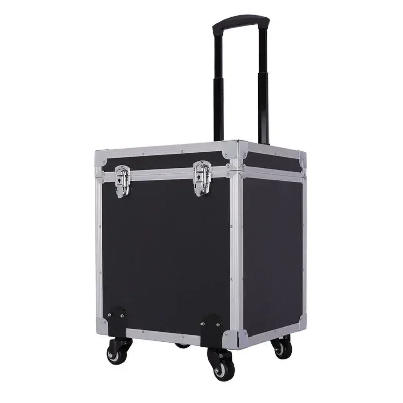 boîte à outils portable avec roues en aluminium, valise d'évaluation, grande mallette de vol rigide, outils de rangement, boîtes de transport professionnelles