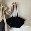 sac à main de luxe en daim/cuir véritable pour femmes, sac à bandoulière de grande capacité, sac de rangement en forme d'aile, sac de shopping à la mode