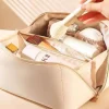 Sac à cosmétiques de voyage en cuir de grande capacité pour femme, trousse de maquillage portable, étanche, trousse de toilette multifonctionnelle, sac de rangement d&rsquo;évaluation