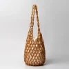 Sac à main tissé pour femmes, design d’été, fourre-tout en perles de bois ajourées, sac à bandoulière seau, sac à main de plage en toile filet réticulé Sac à main tissé pour femmes, design d’été, fourre-tout en perles de bois ajourées, sac à bandoulière seau, sac à main de plage en toile filet réticulé