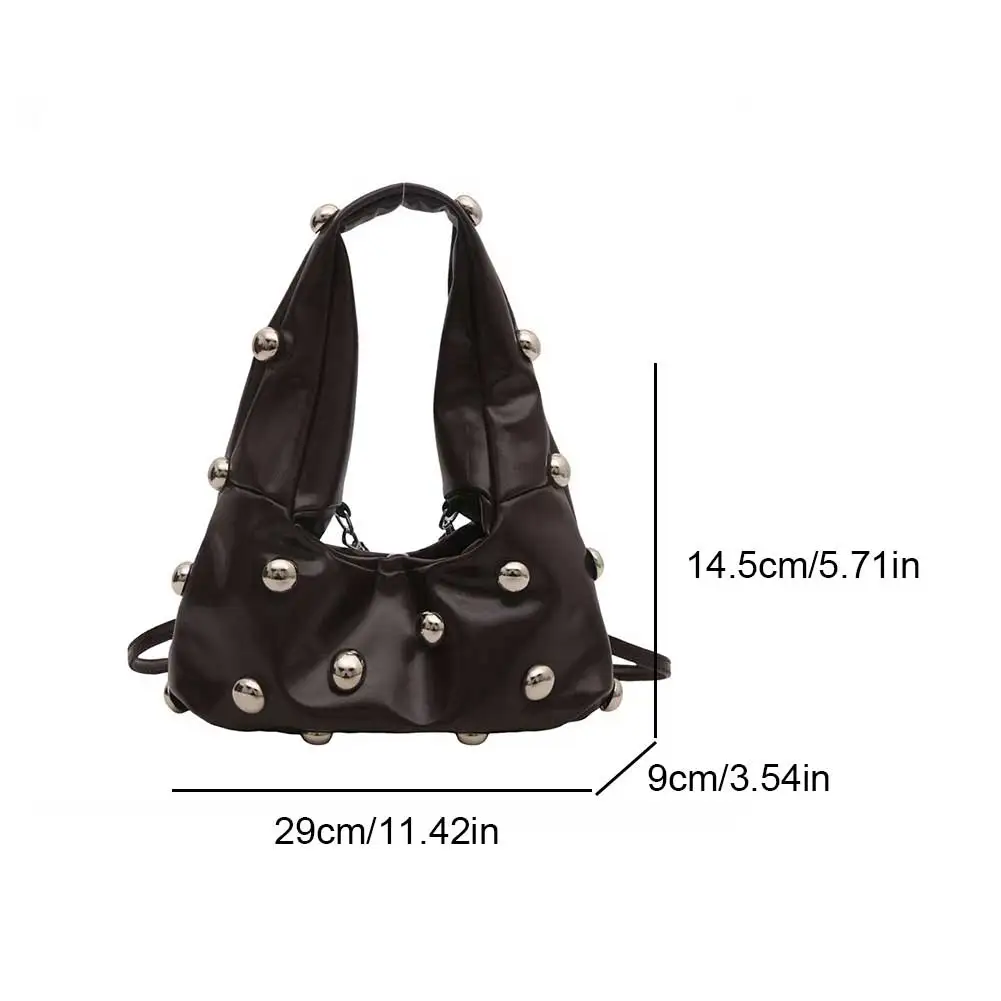 sac à main hobo clouté en cuir pu pour femme, sac à bandoulière, sac sous les bras, sac fourre tout, travail, shopping, voyage, designer