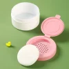 conteneur de poudre corporelle pour bébé, avec bouffée de poudre, portable, sécurité vide, boîte de rangement de poudre corporelle pour nouveau nés, porte bouffée cosmétique
