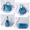 sac à main fourre tout pour femmes, sacs à bandoulière de grande capacité, sac à main géométrique mat, sac seau pliable