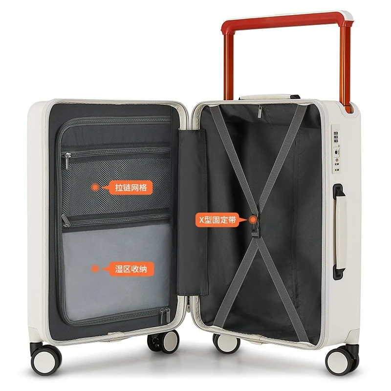 valise de voyage à roulettes, cadre en aluminium de grande capacité, 20 pouces, bagages de cabine