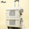valise à roulettes double couche pour animaux de compagnie, 1 pièce, sac pour chat, valise push pull, grande capacité, deux sacs à main respirants pour chiens