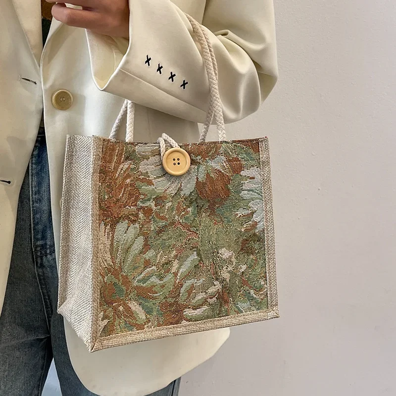 sac à main portable en lin pour femme, style ins, sacs à main pour étudiants, sacs à poignée supérieure pour femme, créateur de luxe, mode