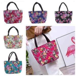 Sac à main en toile imprimé rose pour femme, sac de voyage portable pour femme, mode décontractée, printemps, automne, nouveau, 2024