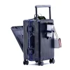 valise voyage à large poignée avec porte gobelet usb, bagages à ouverture avant, valise cabine de 20/26 pouces, sacs de voyage à main, valise à roulettes avec mot de passe, nouveau