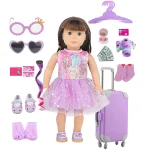 Vêtements et Accessoires Beurre pour Bébé Fille, Purple American, Valise, Bagages, Chaussures, Robe, Cintres, Chaussettes Trempées, 18 po, 43cm