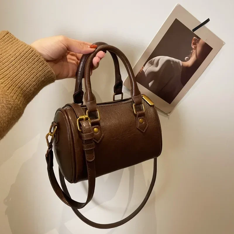 femmes vintage boston sac décontracté mode bandoulière femmes style britannique poignée supérieure simple femme sac à bandoulière pour fille