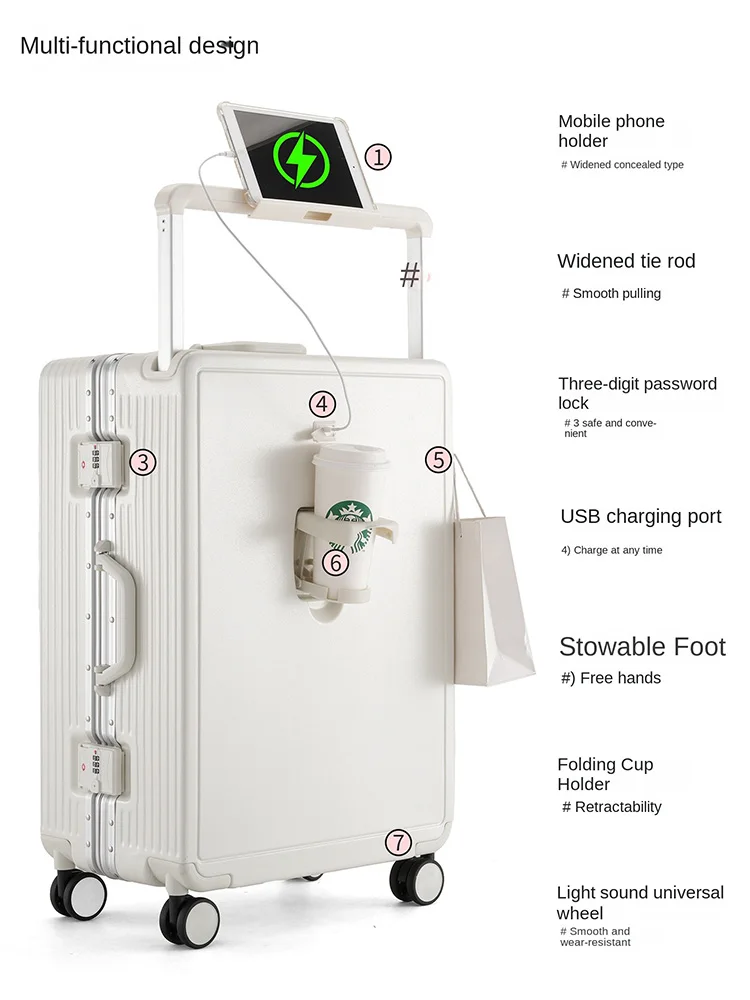 ko ku valise multifonctionnelle cadre en aluminium large chariot bagages 22 30 pouces valise de grande capacité 20 pouces carrer mot de passe boîte