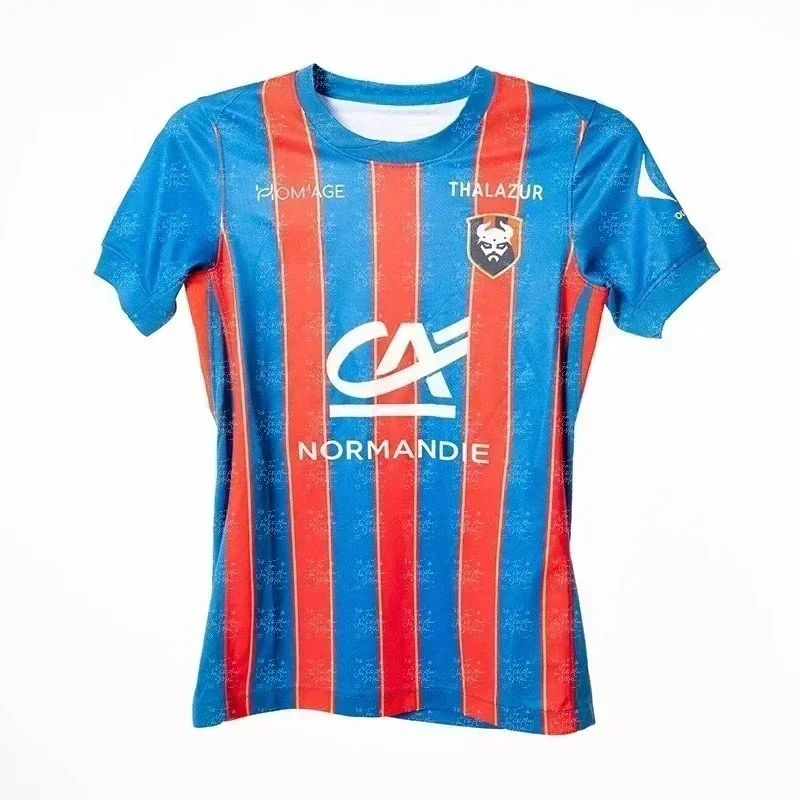 maillot domicile sm caen adulte 25 26, combinaison de football, style sportif, numérique 3d, pour hommes et femmes, haut parent enfant, manches courtes