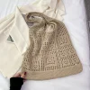 sac de shopping vintage tricoté pour femmes, sac à bandoulière fait à la main en crochet, sac à main ample ajouré pour le shopping décontracté pour femmes
