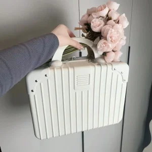 Trousse de maquillage de grande capacité pour femme, valise à fermeture éclair, petite valise d’embarquement portable et légère, boîte de rangement, 16 po Trousse de maquillage de grande capacité pour femme, valise à fermeture éclair, petite valise d’embarquement portable et légère, boîte de rangement, 16 po