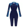 combinaison de surf une pièce à manches longues pour femmes, combinaison de plongée conservatrice de grande taille, pieds plats, cinq pièces, costume de natation