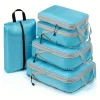 Cubes d’emballage à Compression de voyage, valise, ensemble d&rsquo;organisateurs de bagages, sac de rangement pliable à fermeture éclair pour vêtements, chaussures, accessoires de voyage