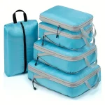 Cubes d’emballage à Compression de voyage, valise, ensemble d&rsquo;organisateurs de bagages, sac de rangement pliable à fermeture éclair pour vêtements, chaussures, accessoires de voyage