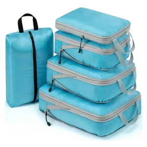 Cubes d’emballage à Compression de voyage, valise, ensemble d’organisateurs de bagages, sac de rangement pliable à fermeture éclair pour vêtements, chaussures, accessoires de voyage Cubes d’emballage à Compression de voyage, valise, ensemble d’organisateurs de bagages, sac de rangement pliable à fermeture éclair pour vêtements, chaussures, accessoires de voyage