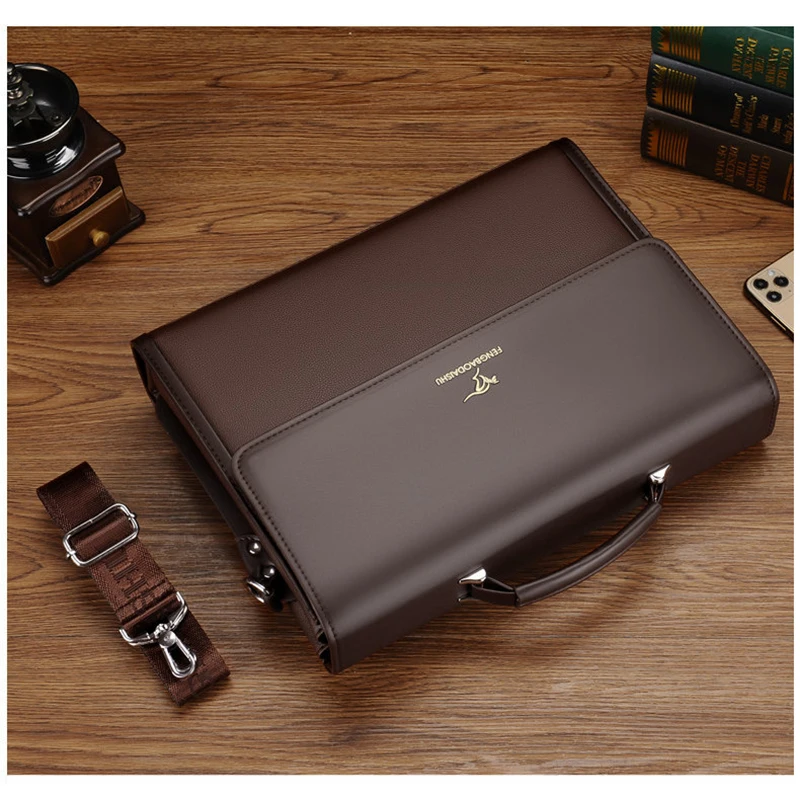 porte documents de luxe en cuir pour hommes, fourre tout de travail de styliste, sac à main noir, sac à bandoulière carré pour avocat a4