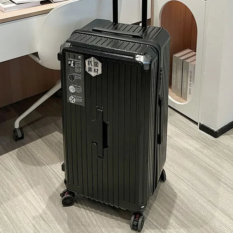 valise de voyage rectangulaire pour pc, valise légère de grande taille avec cinq roues, fixation rétractable et mécanisme d'attache de sécurité, sac de voyage à ressort rembourré