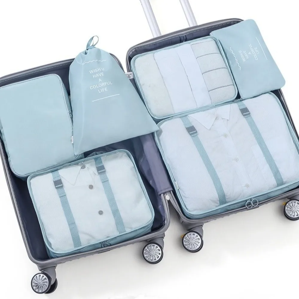 7 pièces/ensemble grande capacité organisateur de voyage sacs de rangement valise pliante étanche cubes d'emballage ensemble étuis portables