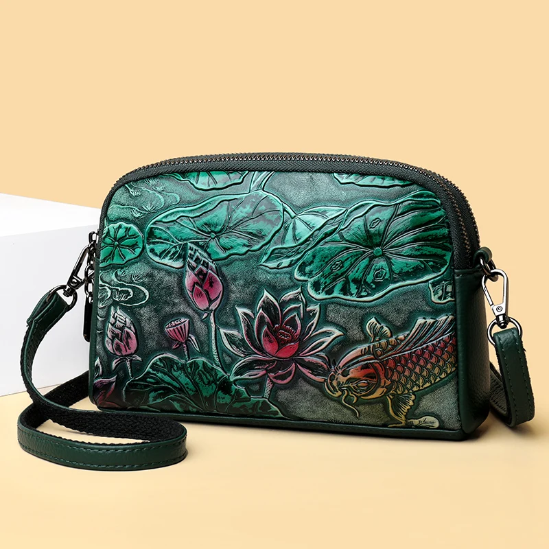 sac à main en cuir de haute qualité de styliste de luxe, style ethnique rétro, imprimé en 3d, à la mode, poche transversale diagonale pour téléphone